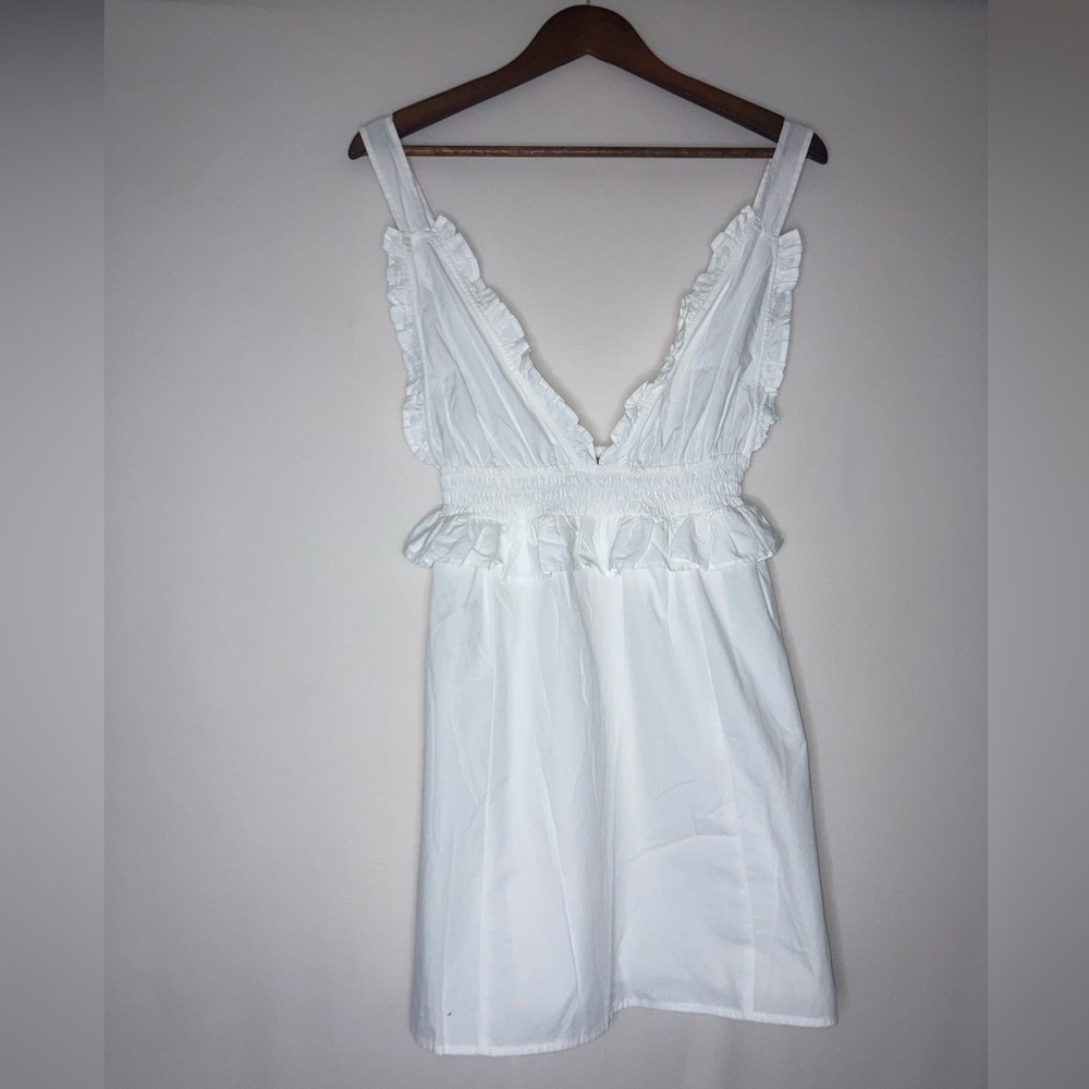 Asos White Cotton Overall Mini Dress NWT